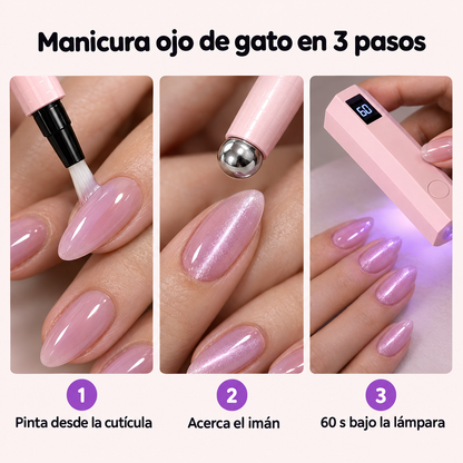 Manicura ojo de gato en 3 pasos: pinta, acerca el imán y 60 segundos bajo la lámpara